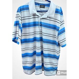 Ben Hogan Polo Golf Shirt Performance Men's 2XL Short Sleeve Blue‎ White XXL